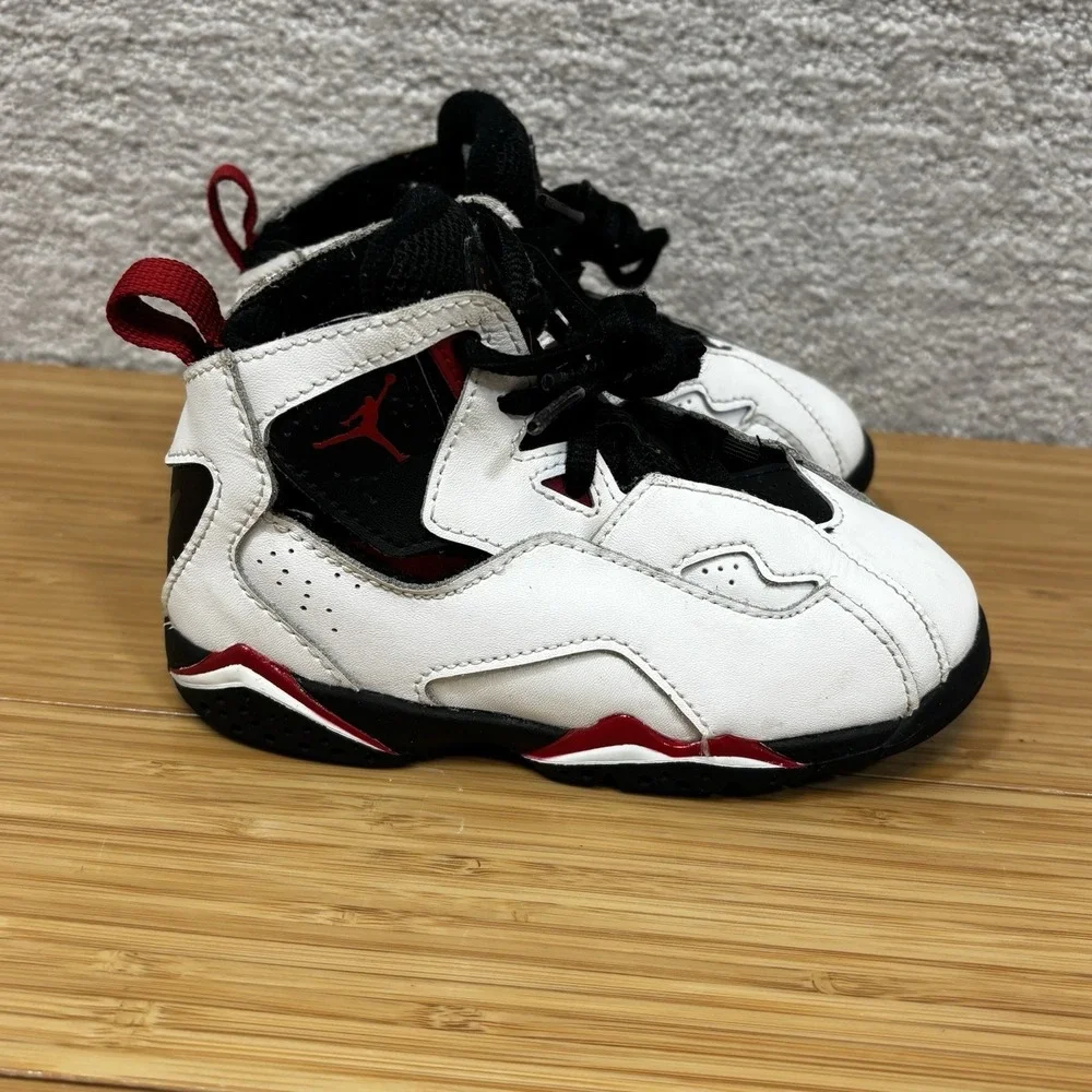 Jordan True Flight 343797-100 Toddler White/Black-Varsity Red Size 9C